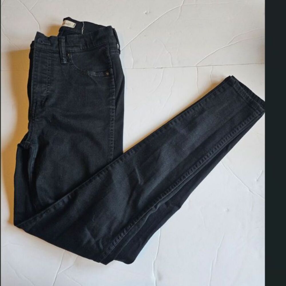 Madewell 10” High Rise Skinny Jeans Black Size 26 Tall EUC